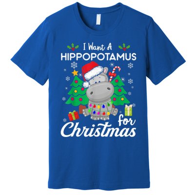 Funny I Want A Hippopotamus For Christmas Xmas Hippo For Gift Premium T-Shirt