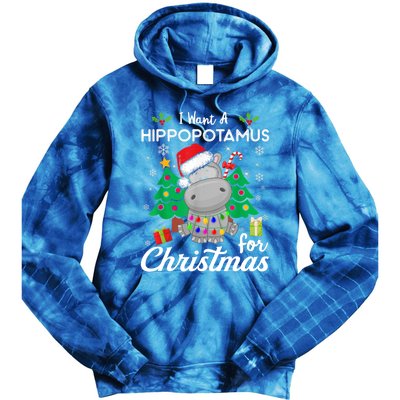 Funny I Want A Hippopotamus For Christmas Xmas Hippo For Gift Tie Dye Hoodie