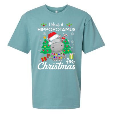 Funny I Want A Hippopotamus For Christmas Xmas Hippo For Gift Sueded Cloud Jersey T-Shirt