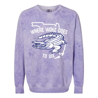 Florida Is Where Woke Goes To Die DeSantis Florida Funny Colorblast Crewneck Sweatshirt