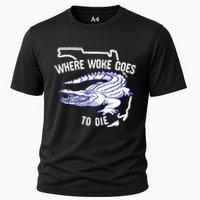 Florida Is Where Woke Goes To Die DeSantis Florida Funny Cooling Performance Crew T-Shirt