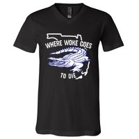 Florida Is Where Woke Goes To Die DeSantis Florida Funny V-Neck T-Shirt