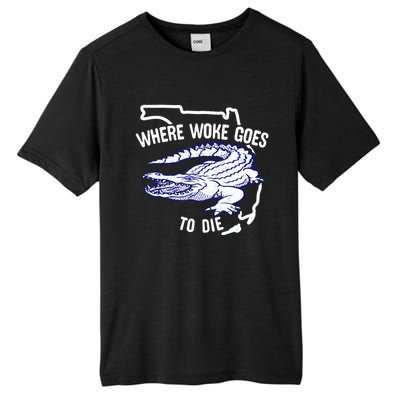 Florida Is Where Woke Goes To Die DeSantis Florida Funny Tall Fusion ChromaSoft Performance T-Shirt