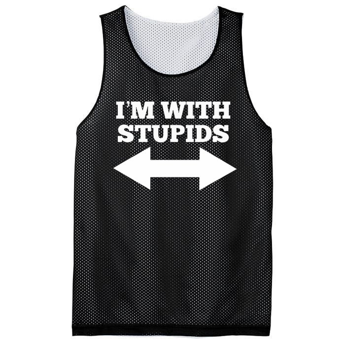 Funny I'm With Stupids And Arrow Pointing Left And Right Mesh Reversible Basketball Jersey Tank