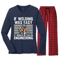 Funny If Welding Was Easy Tee For Welder Dad Welding Women's Long Sleeve Flannel Pajama Set 