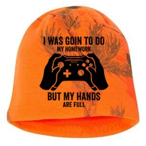 Funny I Was Going To Do My Homework But Hands Full Gamer TShirt Kati - Camo Knit Beanie