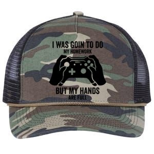 Funny I Was Going To Do My Homework But Hands Full Gamer TShirt Retro Rope Trucker Hat Cap