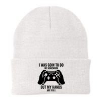 Funny I Was Going To Do My Homework But Hands Full Gamer TShirt Knit Cap Winter Beanie