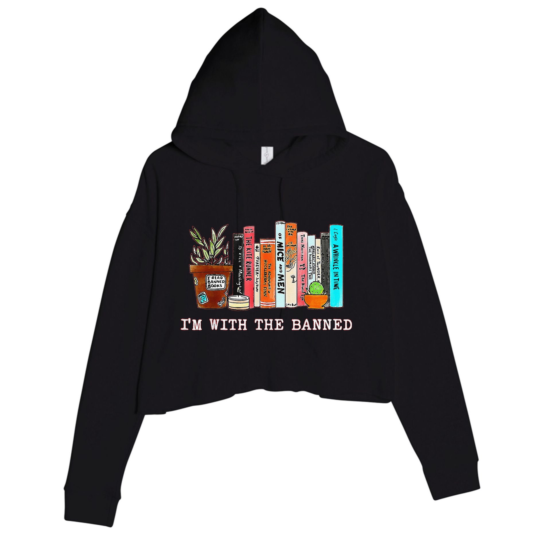 Funny IM With The Banned Banned Books Reading Books Crop Fleece Hoodie
