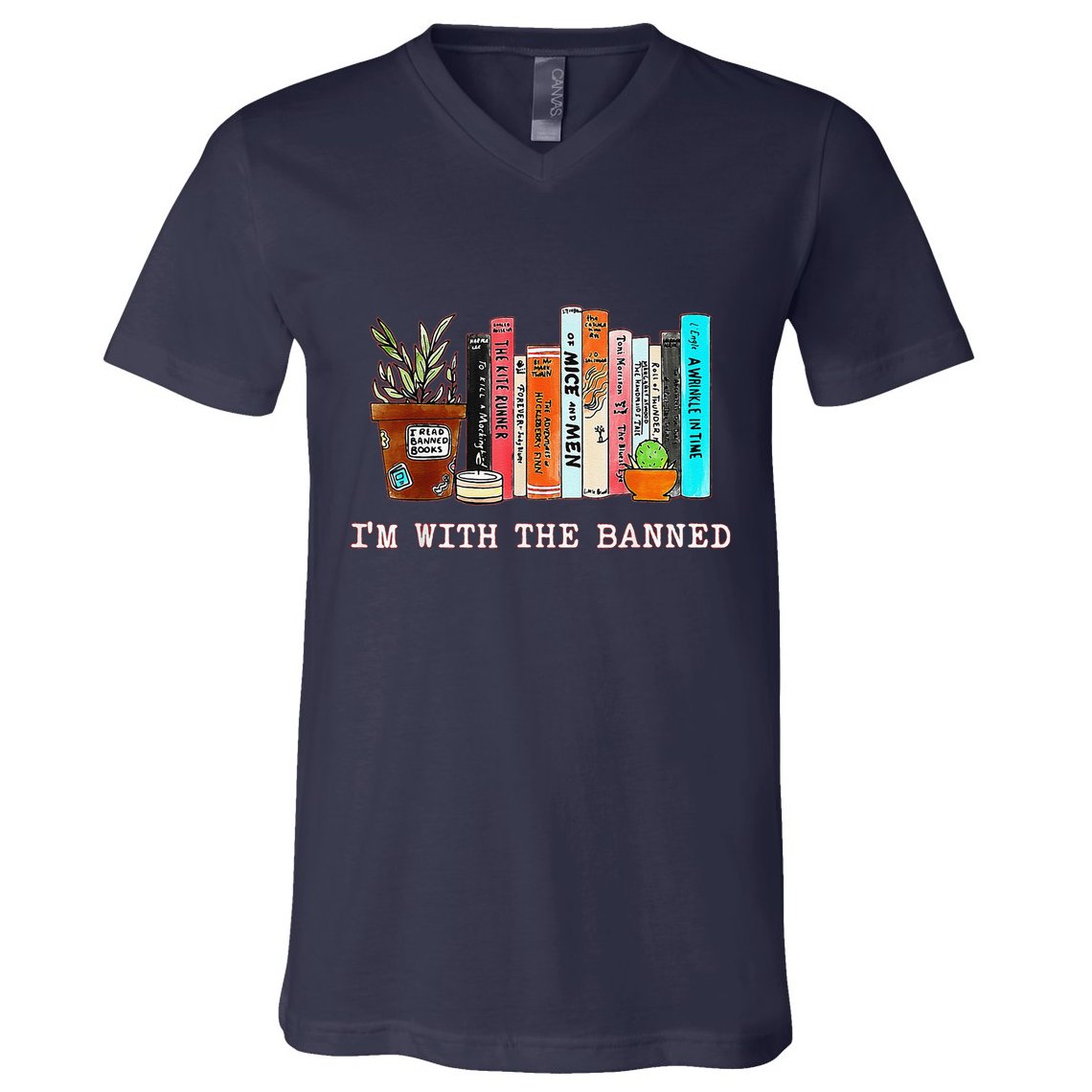 Funny IM With The Banned Banned Books Reading Books V-Neck T-Shirt