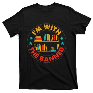 Funny I'm With The Banned Bookshelf Bookworm Book Lovers T-Shirt