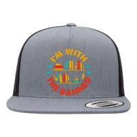 Funny I'm With The Banned Bookshelf Bookworm Book Lovers Flat Bill Trucker Hat