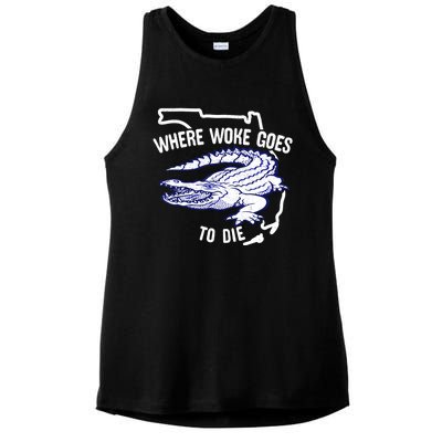 Florida Is Where Woke Goes To Die DeSantis Florida Funny Ladies PosiCharge Tri-Blend Wicking Tank