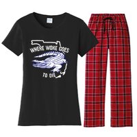 Florida Is Where Woke Goes To Die DeSantis Florida Funny Women's Flannel Pajama Set