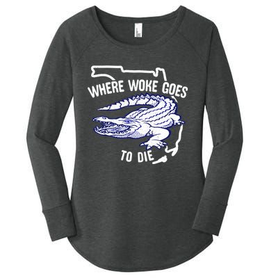 Florida Is Where Woke Goes To Die DeSantis Florida Funny Women's Perfect Tri Tunic Long Sleeve Shirt