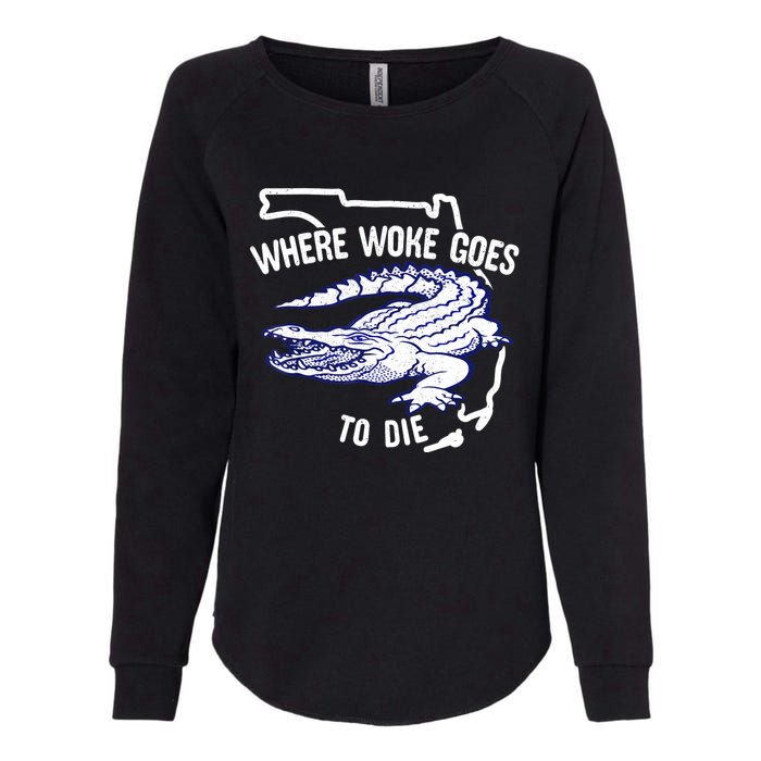 Florida Is Where Woke Goes To Die DeSantis Florida Funny Womens California Wash Sweatshirt