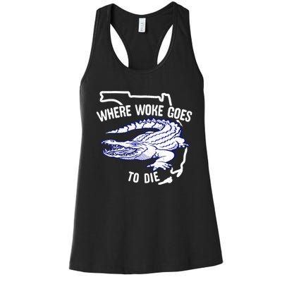 Florida Is Where Woke Goes To Die DeSantis Florida Funny Women's Racerback Tank