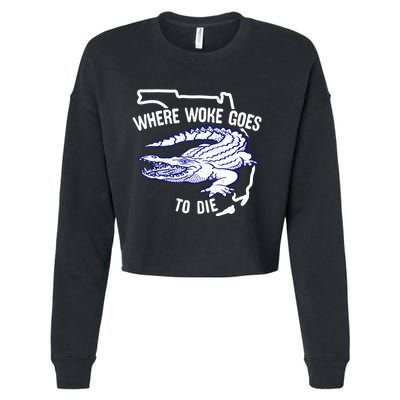 Florida Is Where Woke Goes To Die DeSantis Florida Funny Cropped Pullover Crew