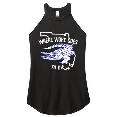 Florida Is Where Woke Goes To Die DeSantis Florida Funny Women's Perfect Tri Rocker Tank