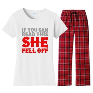 Funny If You Can Read This She Fell Off Biker Motorcycle  Women's Flannel Pajama Set