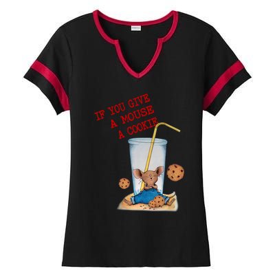 Funny If You Give Mouse A Cookie Costume Birthday Cookies Ladies Halftime Notch Neck Tee