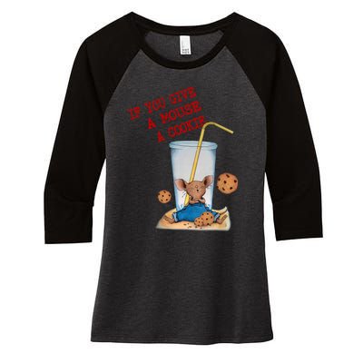 Funny If You Give Mouse A Cookie Costume Birthday Cookies Women's Tri-Blend 3/4-Sleeve Raglan Shirt