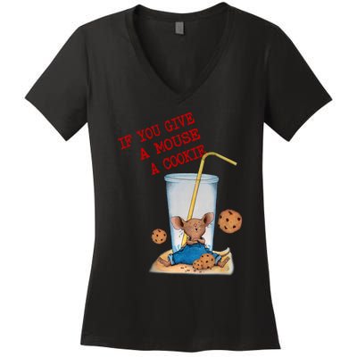 Funny If You Give Mouse A Cookie Costume Birthday Cookies Women's V-Neck T-Shirt