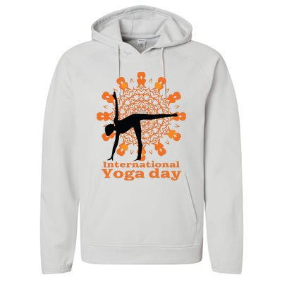 Funny International Yoga Day Design For Women Men Performance Fleece Hoodie