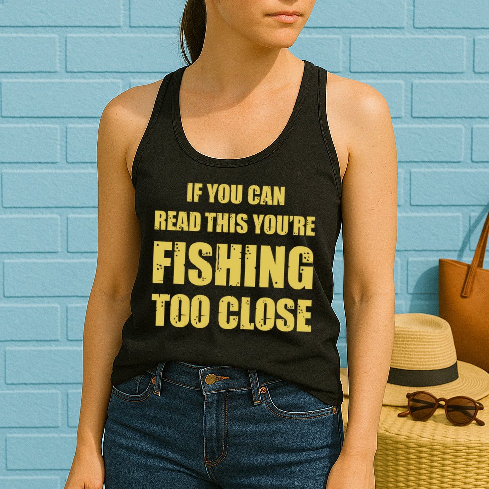 Funny If You Can Read This You're Fishing Too Close Womens Tank Top