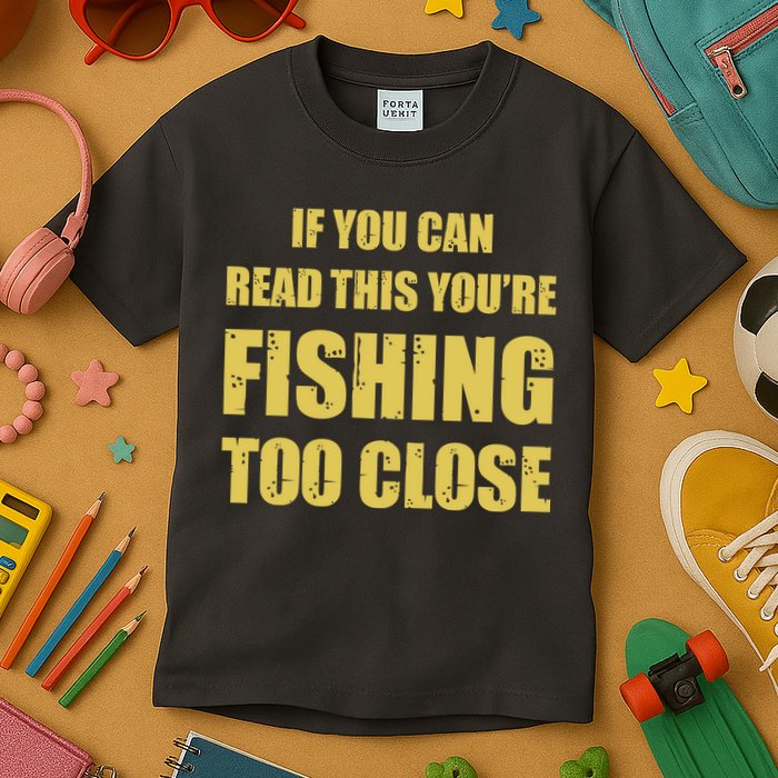 Funny If You Can Read This You're Fishing Too Close Kids T-Shirt