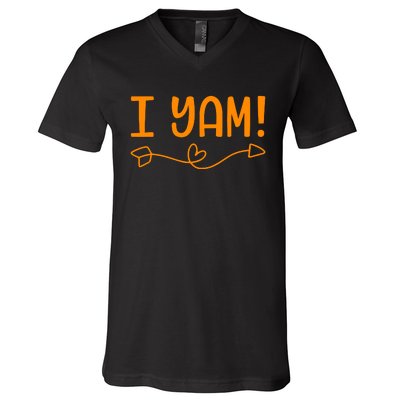 Funny I Yam Sweet Potato For Matching Thanksgiving Costume V-Neck T-Shirt