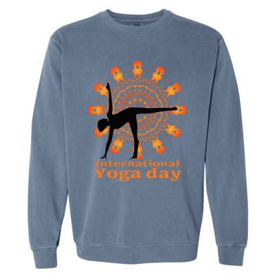 Funny International Yoga Day Design Garment-Dyed Sweatshirt