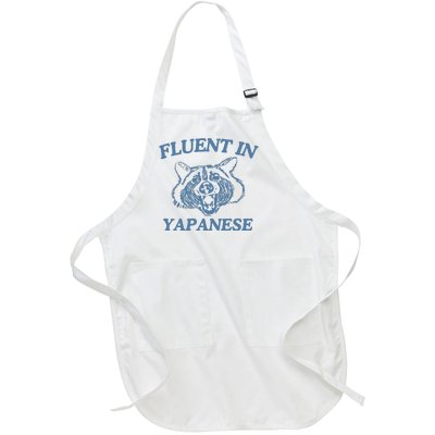 Fluent In Yapanese Raccoon Full-Length Apron With Pockets