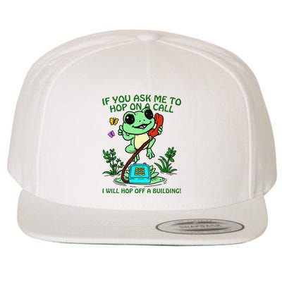 Frog If You Ask Me 2 Hop On A Call I Will Hop Off A Building Wool Snapback Cap