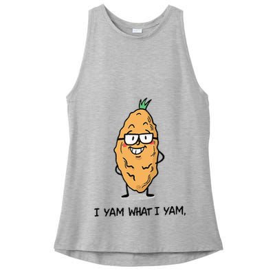 Funny I Yam What I Yam Funny Say's Who i What I yam yes I Ladies PosiCharge Tri-Blend Wicking Tank