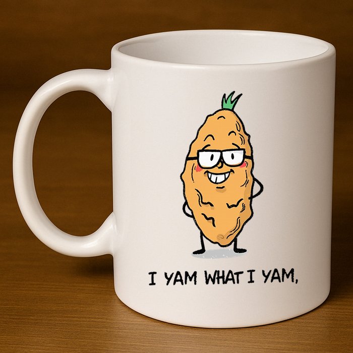 Funny I Yam What I Yam Funny Say's Who i What I yam yes I 11oz C Handle Ceramic Mug
