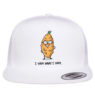 Funny I Yam What I Yam Funny Say's Who i What I yam yes I Flat Bill Trucker Hat