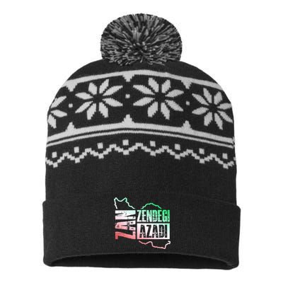 Free Iran | Zan Zendegi Azadi Heart | Freedom Love Persian USA-Made Snowflake Beanie