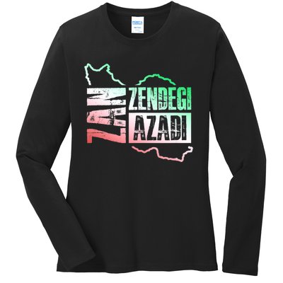 Free Iran | Zan Zendegi Azadi Heart | Freedom Love Persian Ladies Long Sleeve Shirt