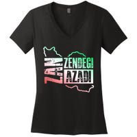 Free Iran | Zan Zendegi Azadi Heart | Freedom Love Persian Women's V-Neck T-Shirt