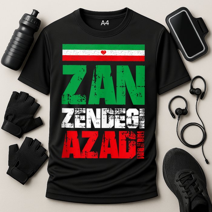 Free Iran Zan Zendegi Azadi Freedom Iran Azadi Persian Cooling Performance Crew T-Shirt