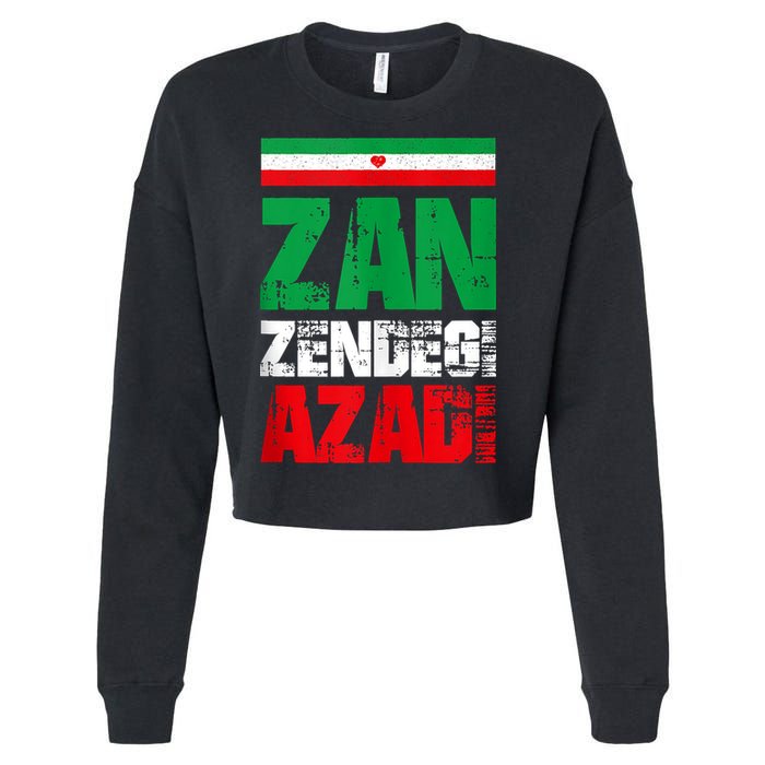 Free Iran Zan Zendegi Azadi Freedom Iran Azadi Persian Cropped Pullover Crew