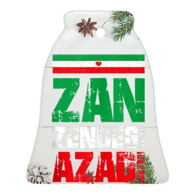 Free Iran Zan Zendegi Azadi Freedom Iran Azadi Persian Ceramic Bell Ornament