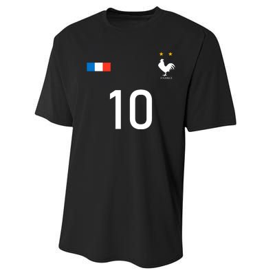 France Jersey 10 French Football Soccer Performance Sprint T-Shirt