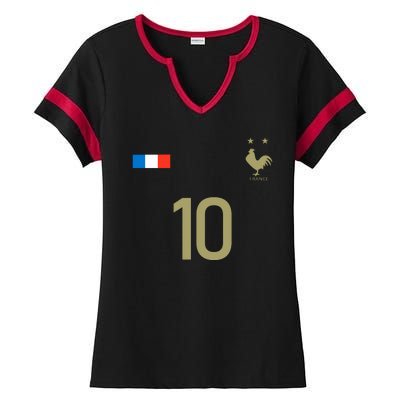 France Jersey 10 Football French Soccer Ladies Halftime Notch Neck Tee