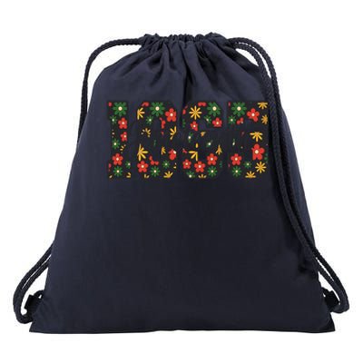 Floral Juneteenth 1865 Celebrate Freedom Drawstring Bag