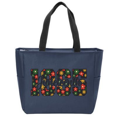 Floral Juneteenth 1865 Celebrate Freedom Zip Tote Bag