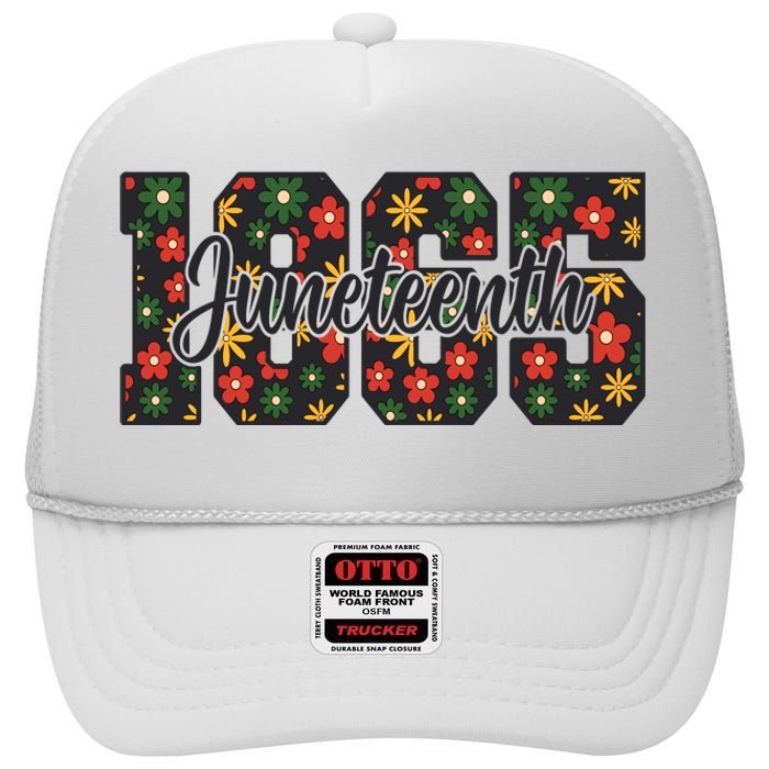 Floral Juneteenth 1865 Celebrate Freedom High Crown Mesh Back Trucker Hat