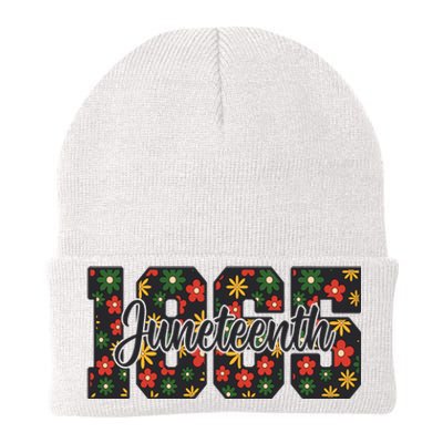 Floral Juneteenth 1865 Celebrate Freedom Knit Cap Winter Beanie