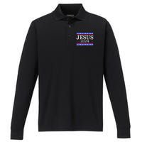 Funny Jesus 2024 Vote Make America Pray Again Christ Performance Long Sleeve Polo